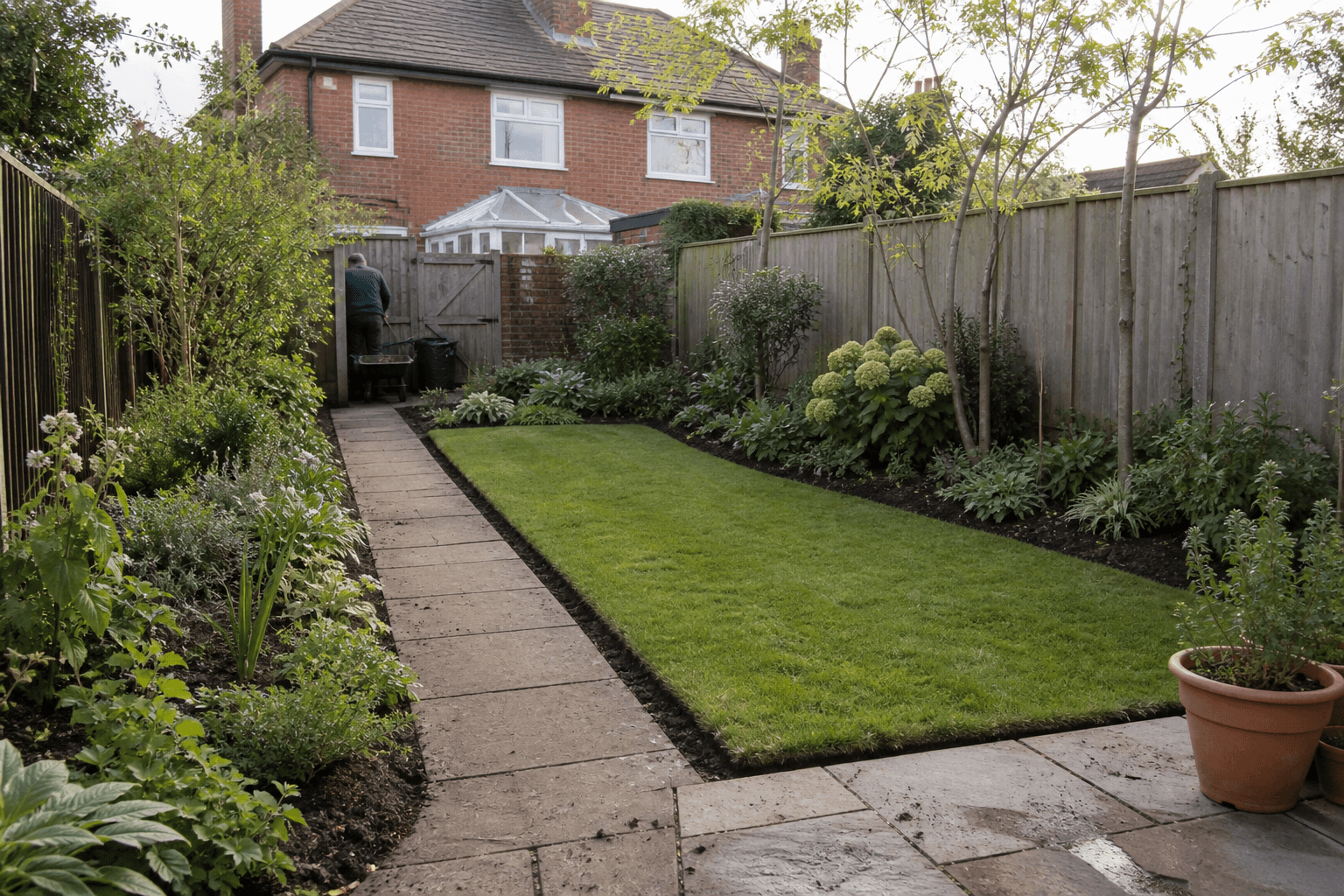 A carefully maintained compact garden